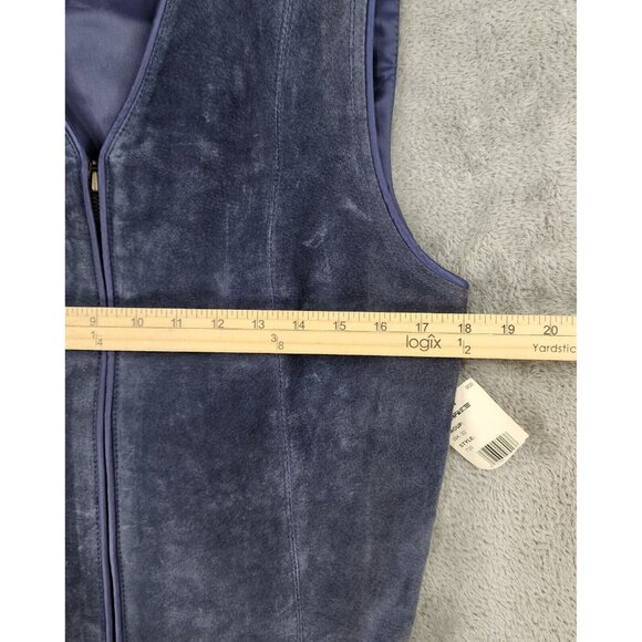Passports Vest Skirt Set Womens Medium Blue Leather Full Zip Vintage Knee Length - Picture 5 of 16